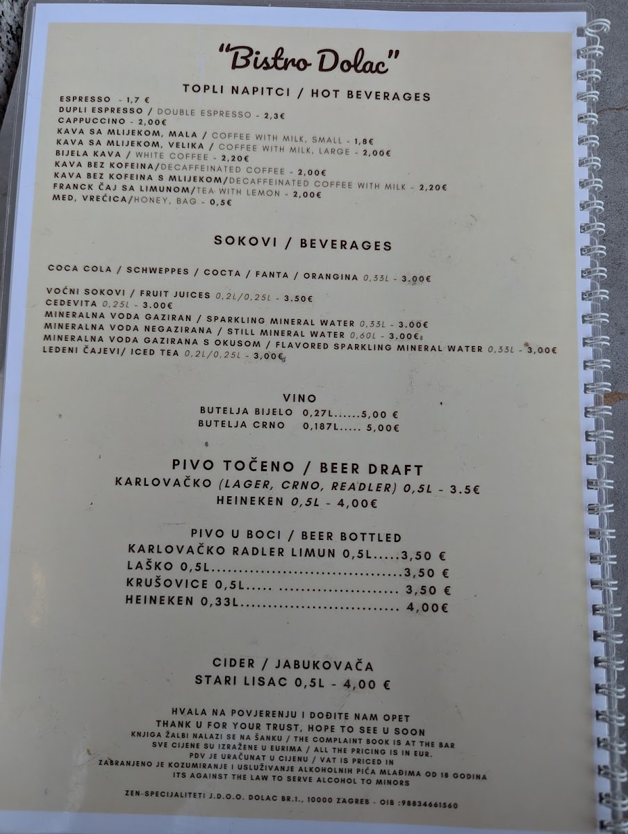 Bistro Dolac Menu - Image 3